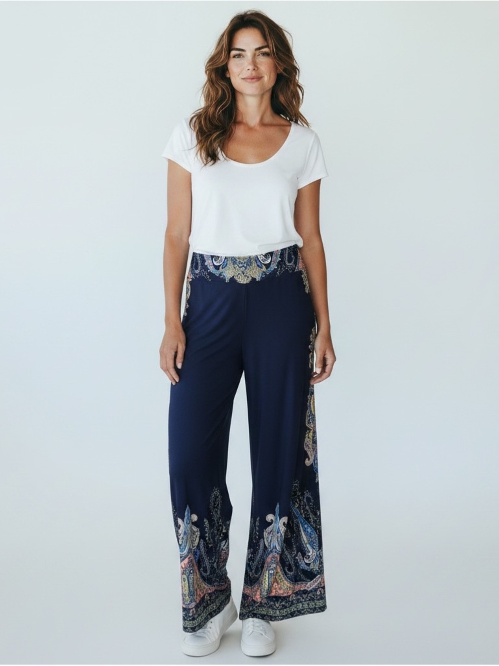 Cato Wide Leg Paisley Pants